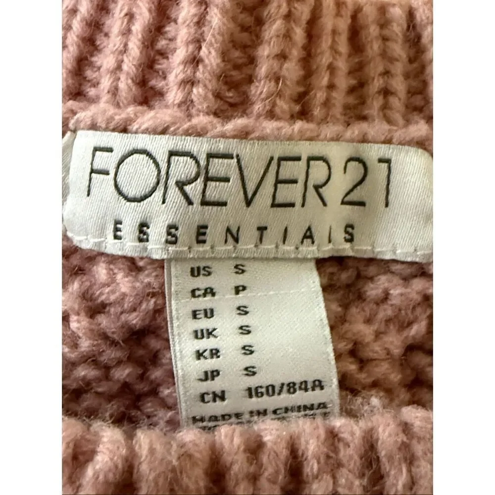 Forever 21 Essentials Dusty Pink Cable-Knit Sweater – Size S